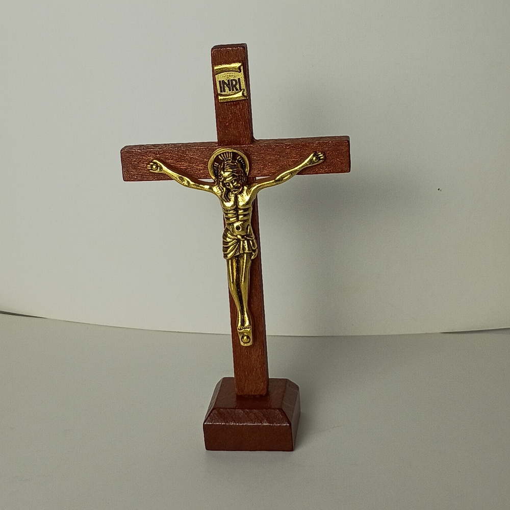 Beautiful Wooden Crucifix of Jesus With Gold Accents